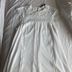 White Lace Short Sleeve Mini Dress
